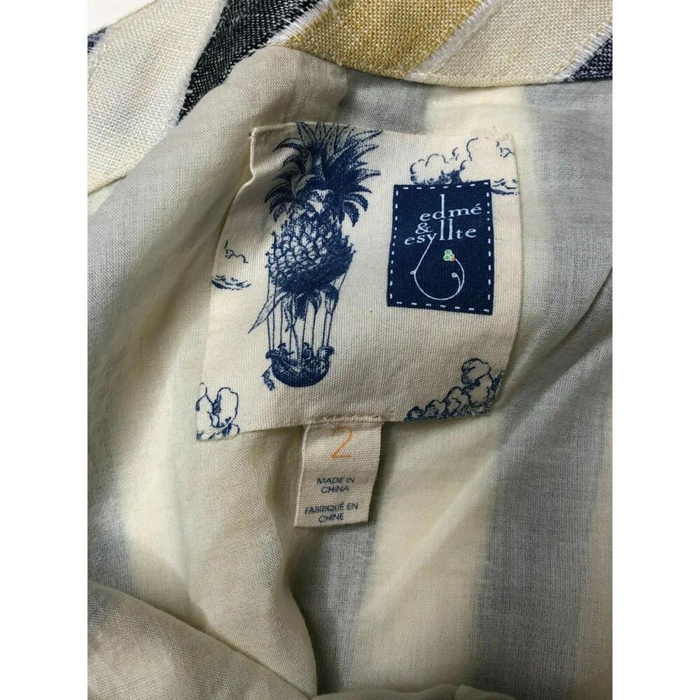 Anthropologie Edme & Esyllte Striped Linen Skirt Knee Length Lined Buttons Sz 2 - Picture 6 of 8